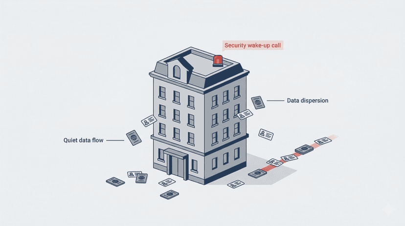 Illustrazione data breach in un hotel